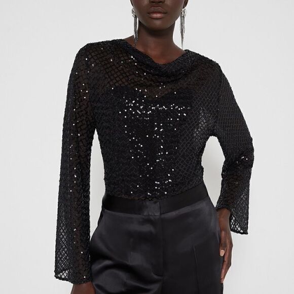 ZARA SEQUIN MESH TOP - Picture 4 of 10